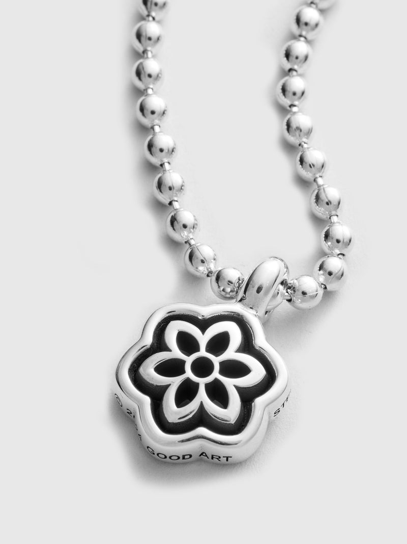 Frame Cutout Rosette Pendant in Sterling Silver