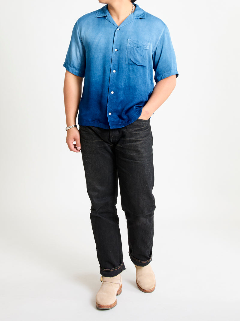 Hand-Dyed Short Sleeve Shirt in Indigo Gradient