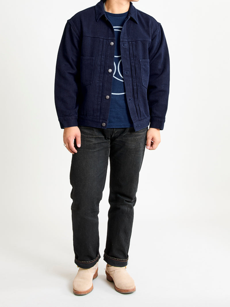 Sashiko Trucker Jacket in Indigo