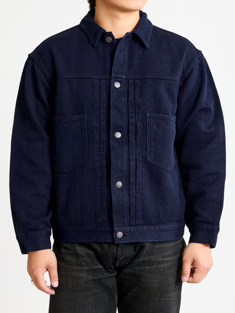 Sashiko Trucker Jacket in Indigo