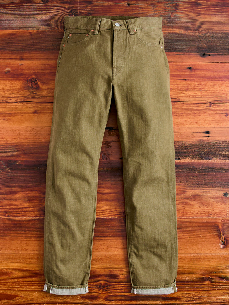 MJXE1300 "British Army Green" 10.5oz Selvedge Denim - Relaxed Tapered Fit