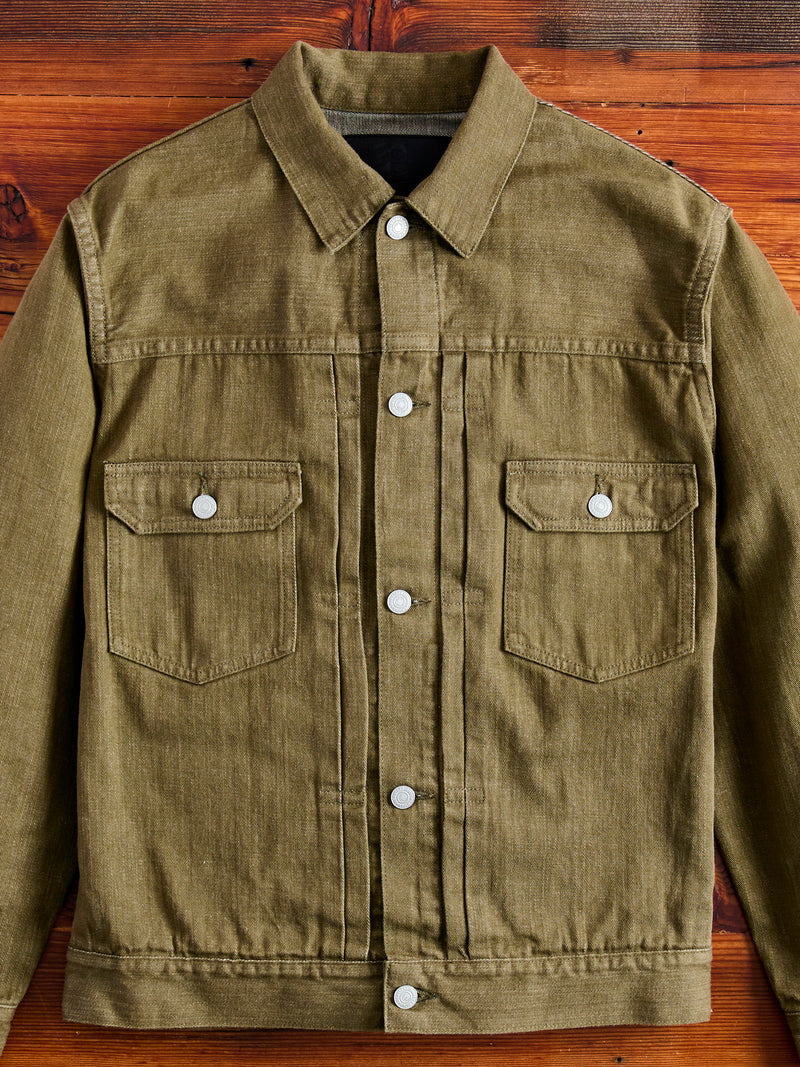 MXGJ1003 "British Army Green" 10.5oz Selvedge Denim Type-2 Jacket