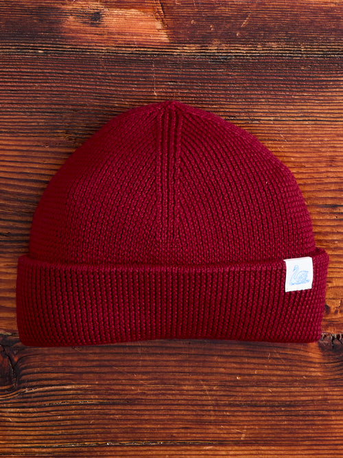 Merino Wool Ribbed Beanie in Chili