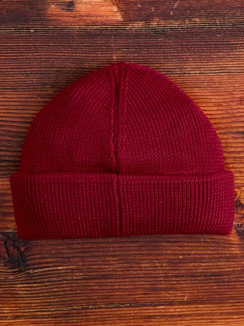 Merino Wool Ribbed Beanie in Chili