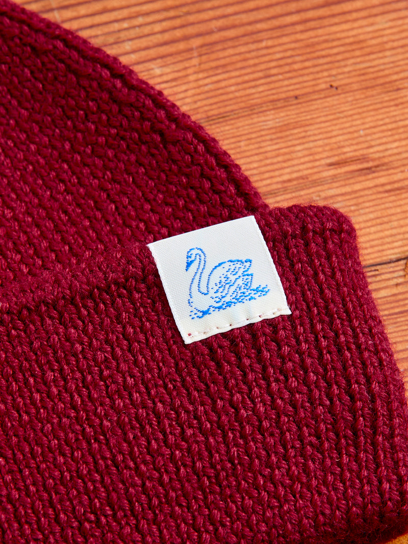 Merino Wool Ribbed Beanie in Chili