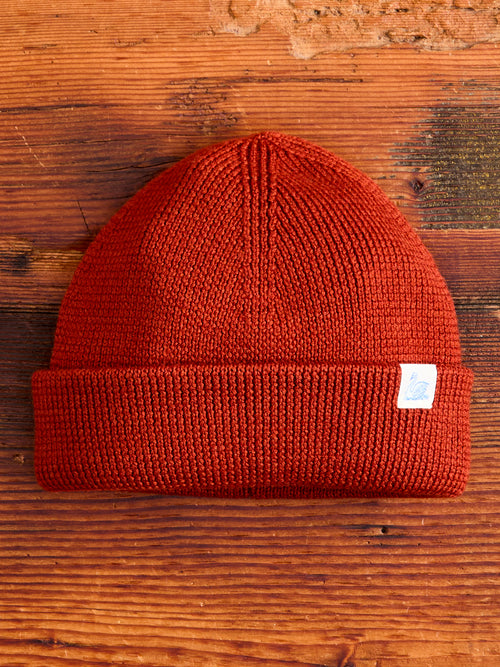 Merino Wool Ribbed Beanie in Clay