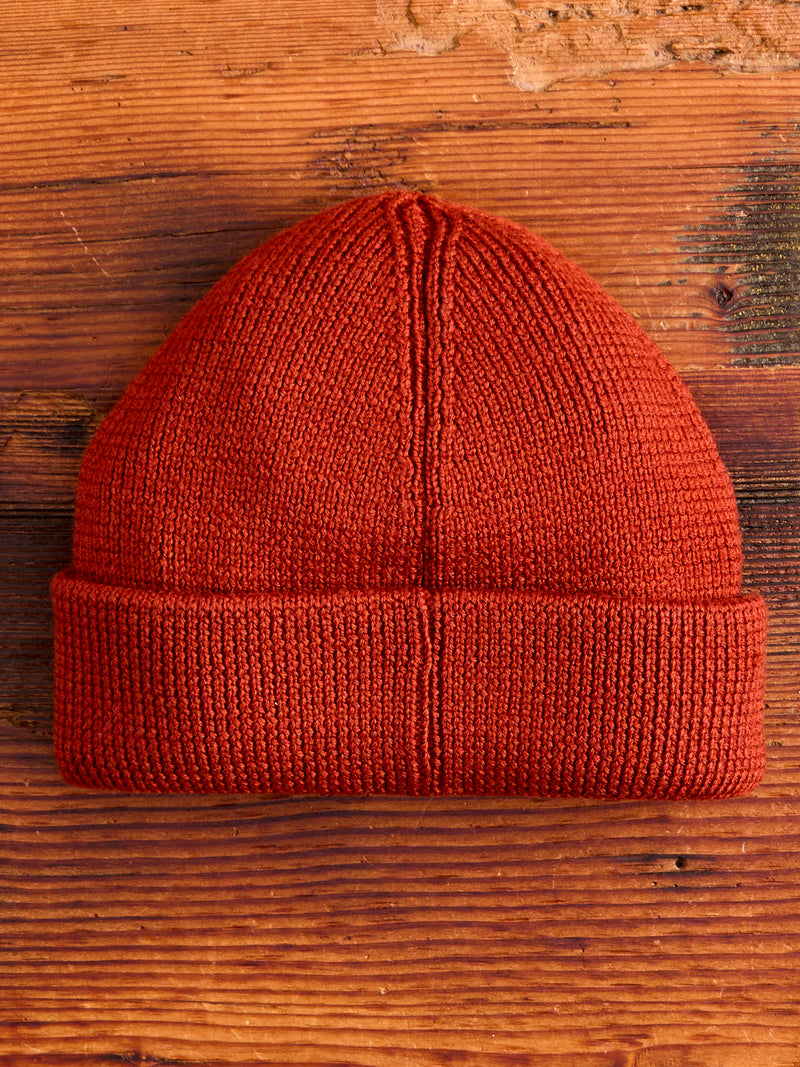 Merino Wool Ribbed Beanie in Clay