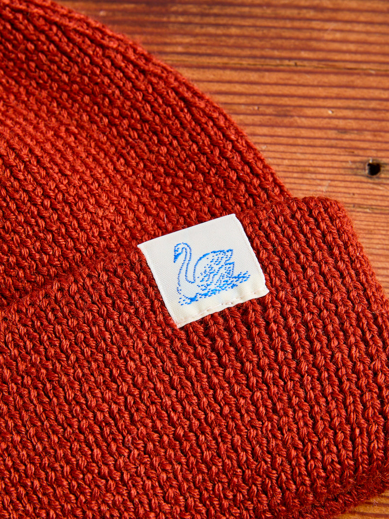 Merino Wool Ribbed Beanie in Clay