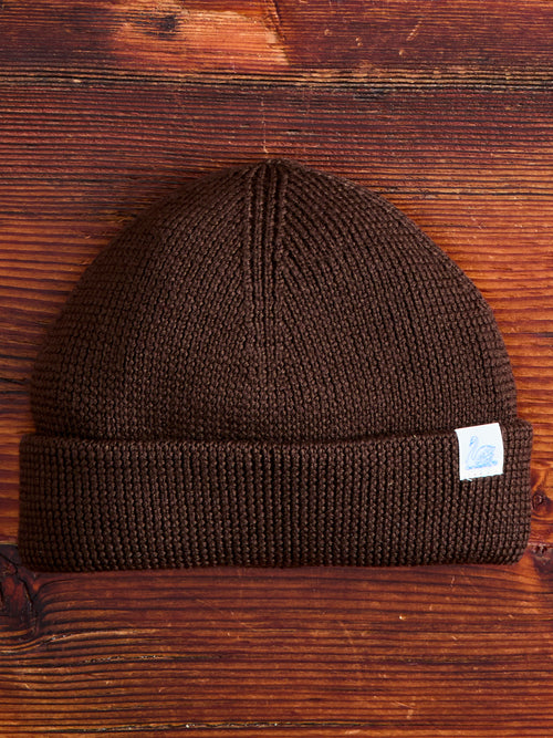 Merino Wool Ribbed Beanie in Coffee