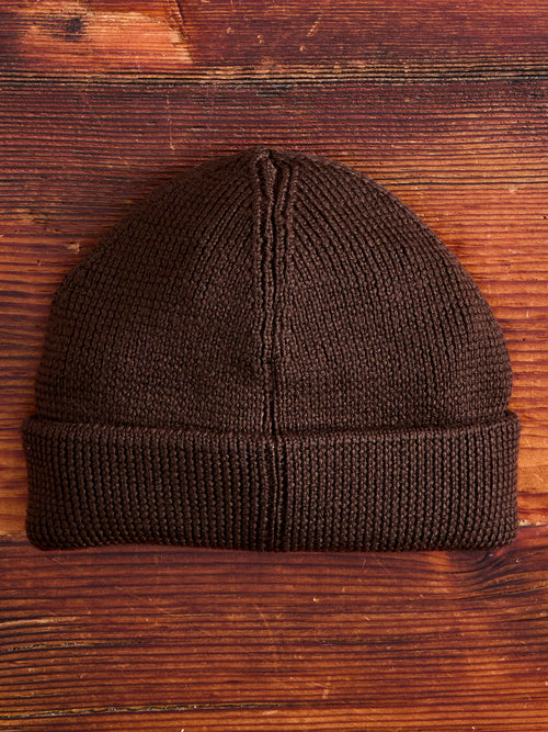 Merino Wool Ribbed Beanie in Coffee