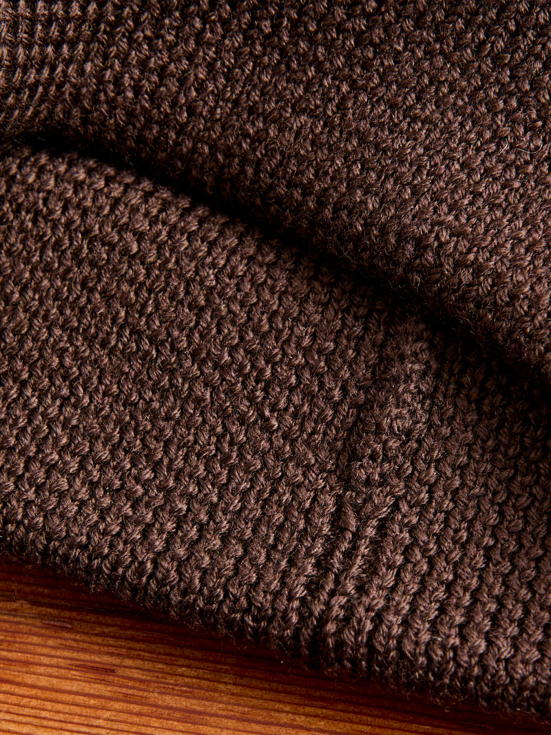 Merino Wool Ribbed Beanie in Coffee