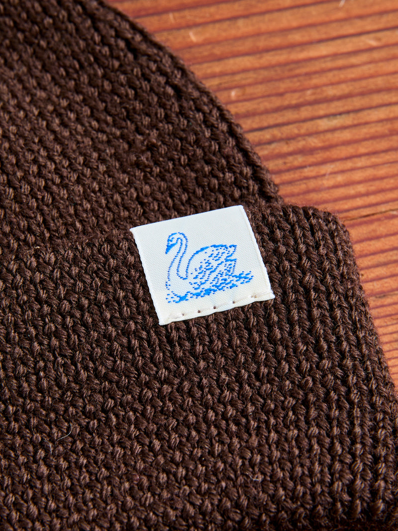 Merino Wool Ribbed Beanie in Coffee