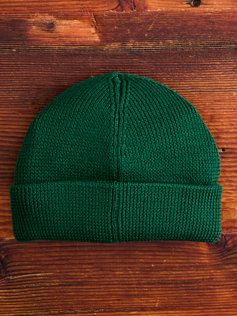 Merino Wool Ribbed Beanie in Moss