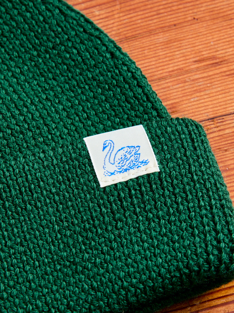 Merino Wool Ribbed Beanie in Moss