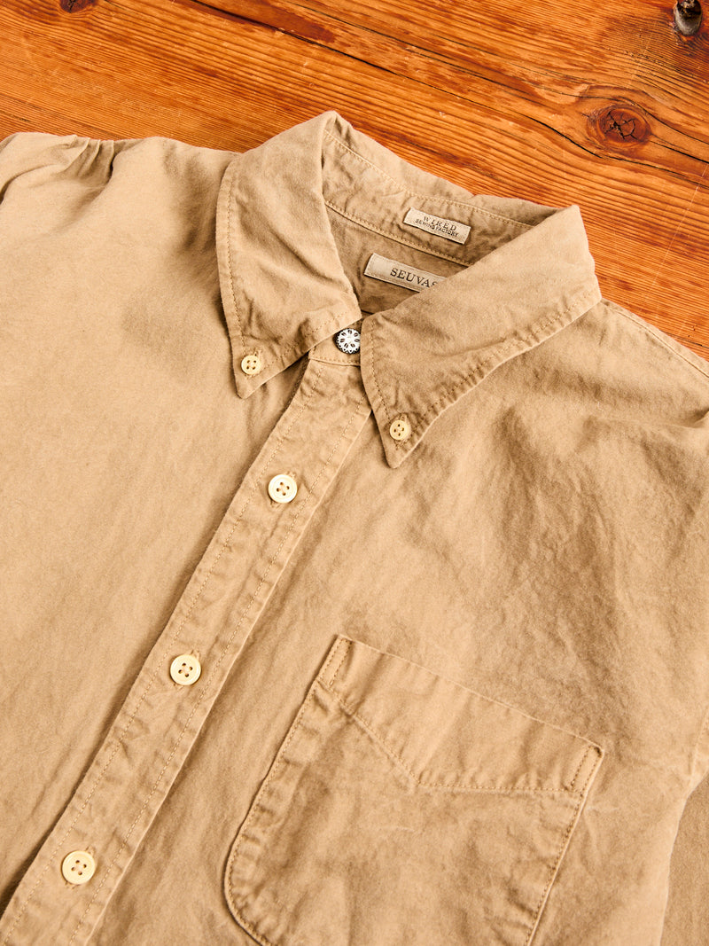 Tassa Canvas Button-Down Shirt in Coffee