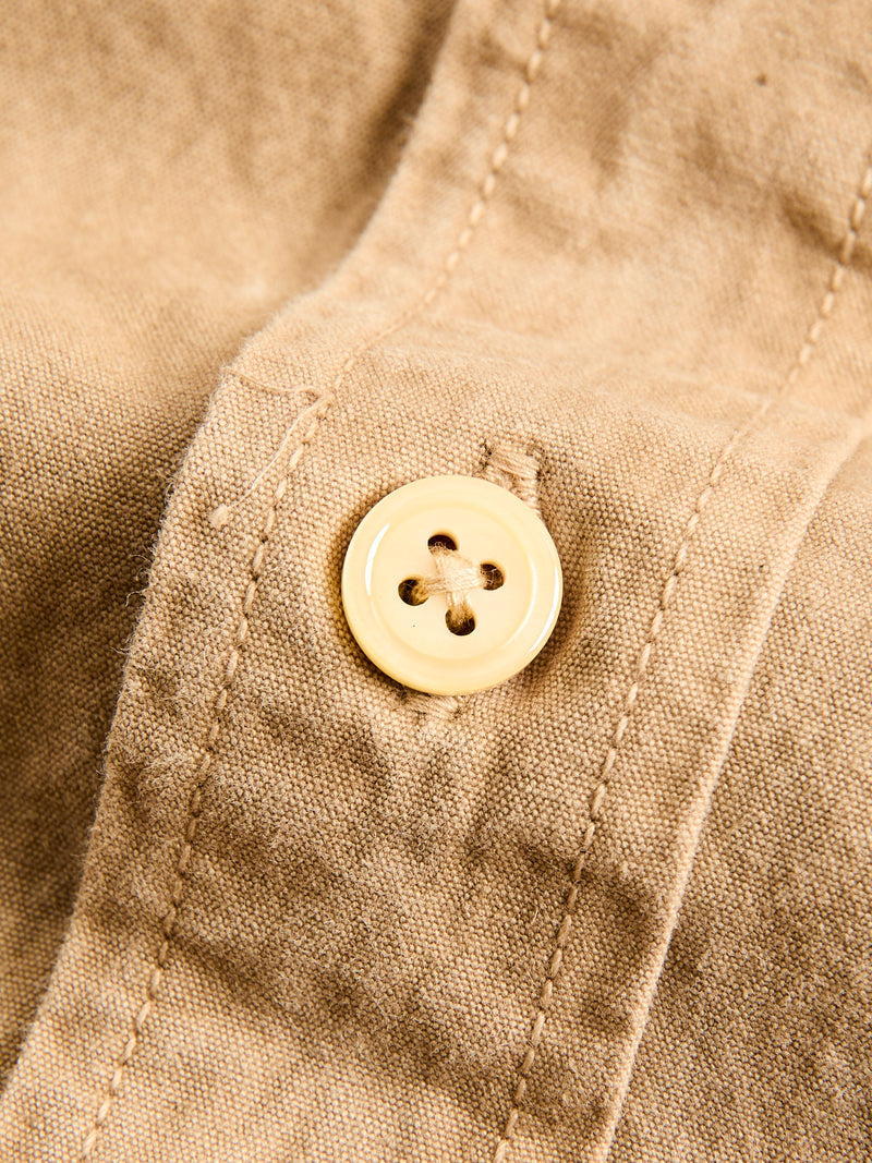 Tassa Canvas Button-Down Shirt in Coffee