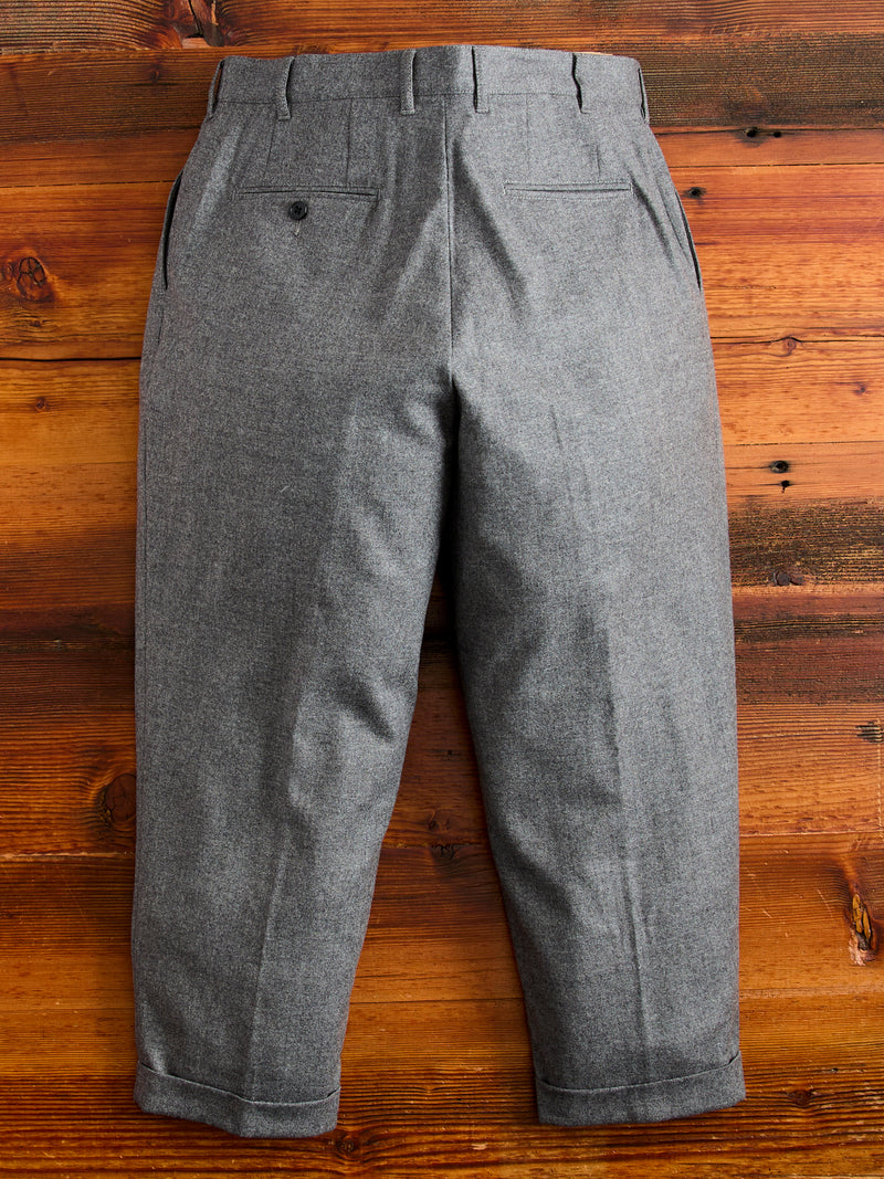 2-Pleat Flannel Trousers in Grey