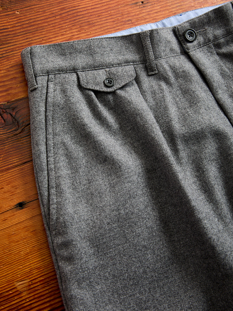 2-Pleat Flannel Trousers in Grey