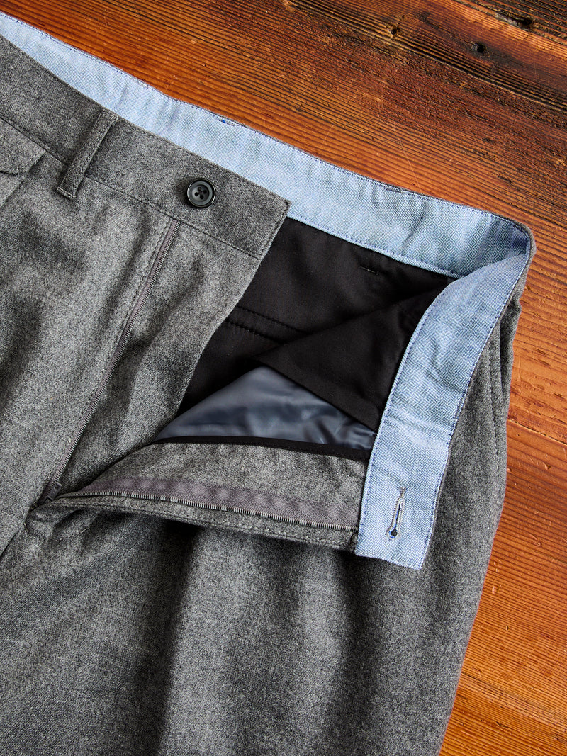 2-Pleat Flannel Trousers in Grey