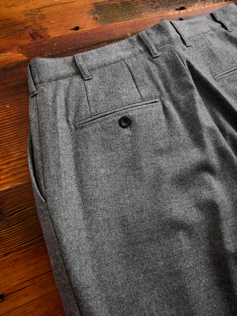 2-Pleat Flannel Trousers in Grey