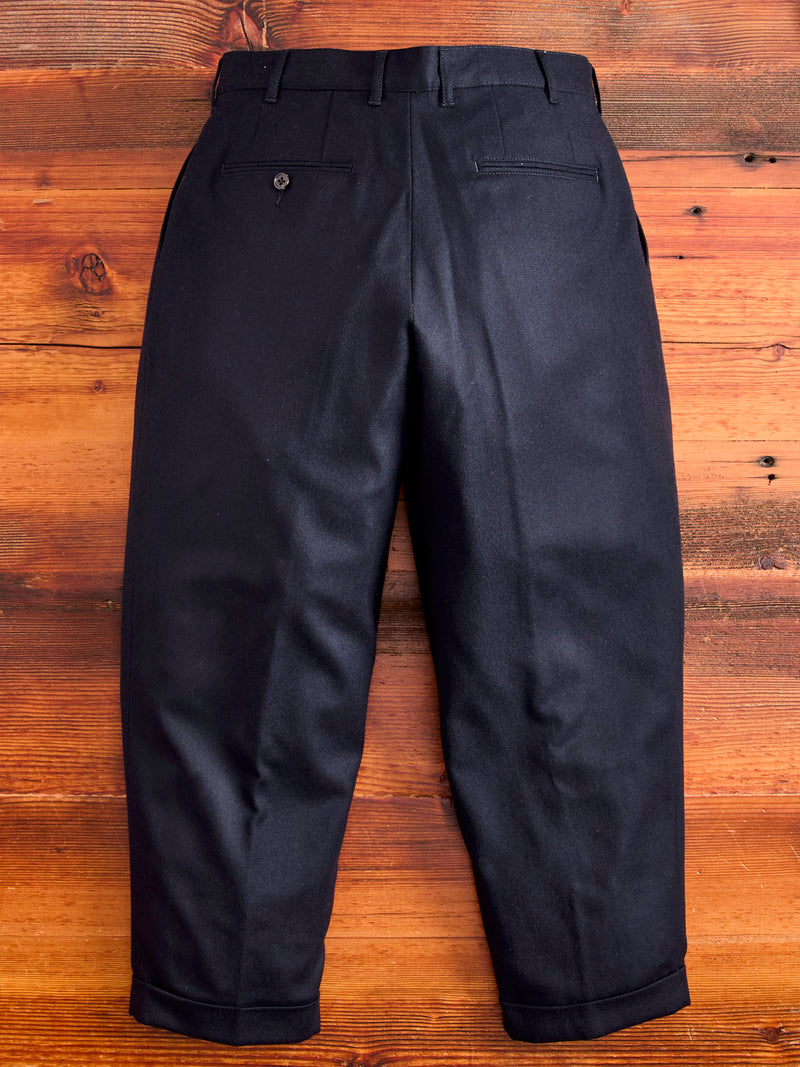 2-Pleat Flannel Trousers in Navy