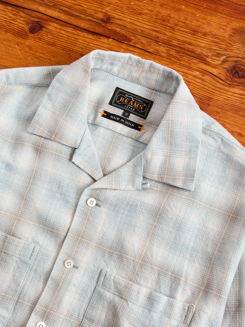 Open Collar Indigo Ombre Button-Down Shirt in Grey