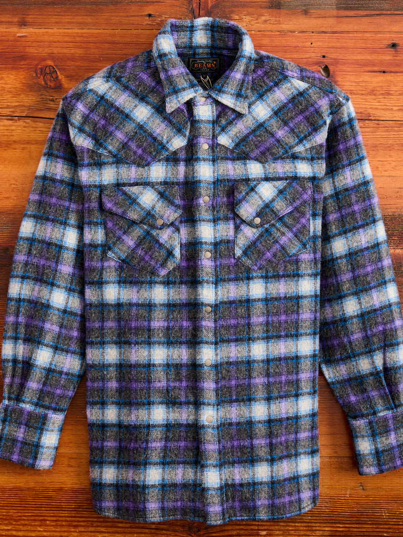 Alpaca Shaggy Western Button-Down Shirt in Purple