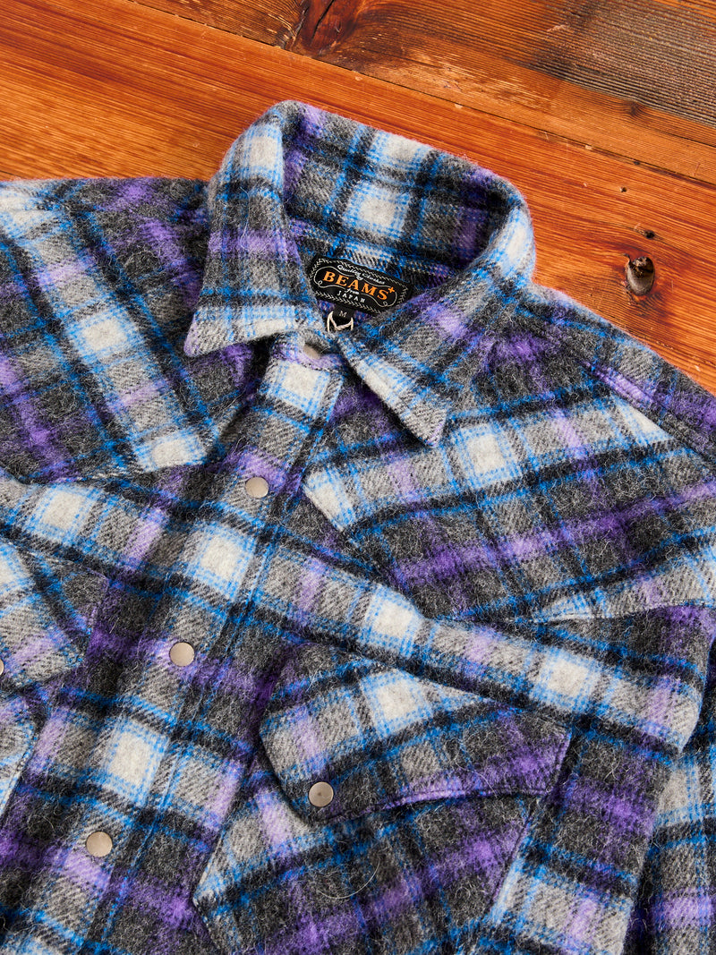 Alpaca Shaggy Western Button-Down Shirt in Purple