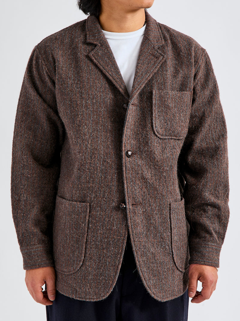 4B Cuffs Alpaca Tweed Jacket in Brown Stripe