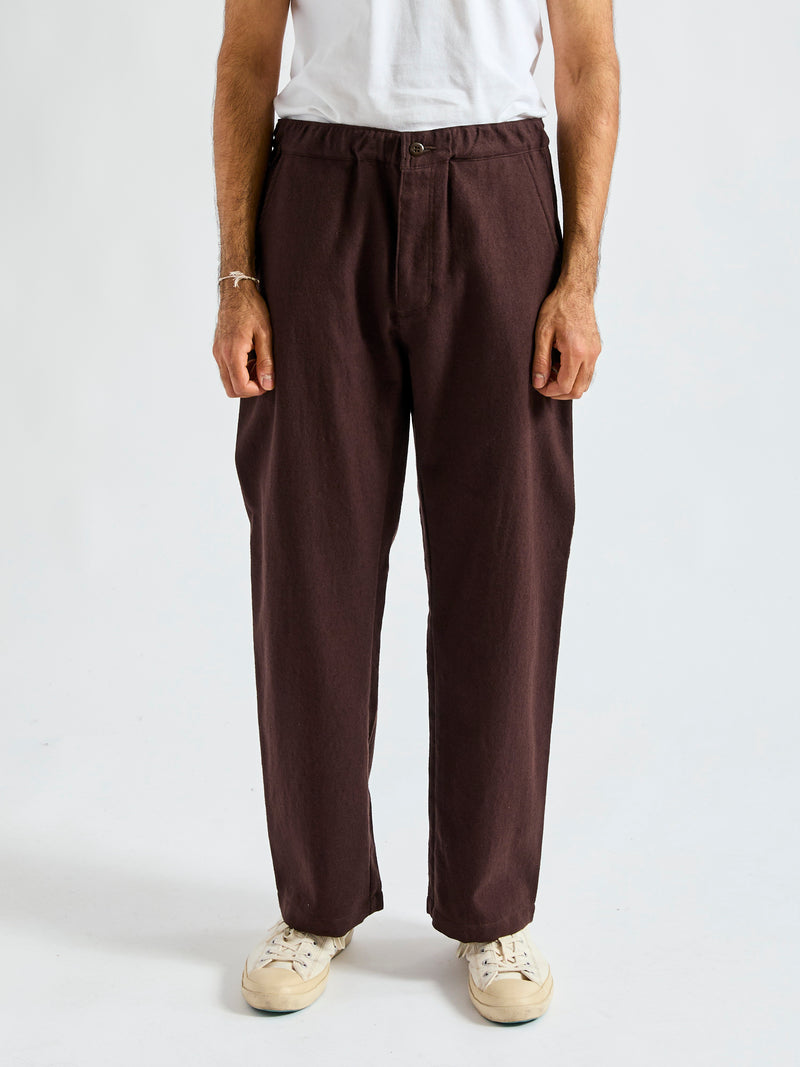 Cotton Wool Easy Pants in Brown