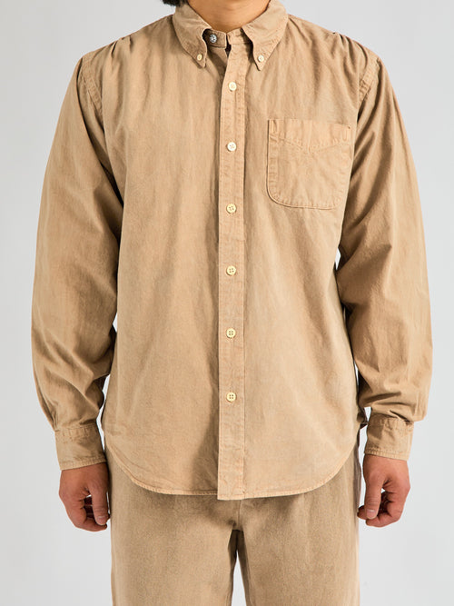 Tassa Canvas Button-Down Shirt in Coffee