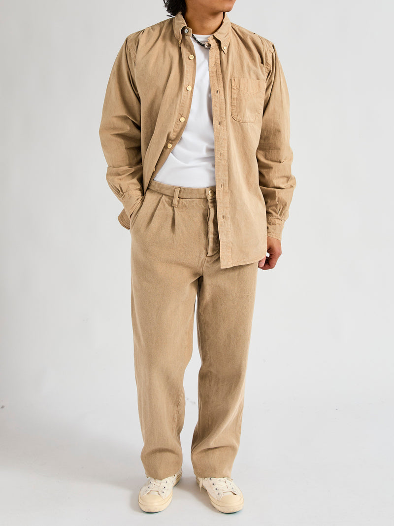 Tassa Canvas Button-Down Shirt in Coffee