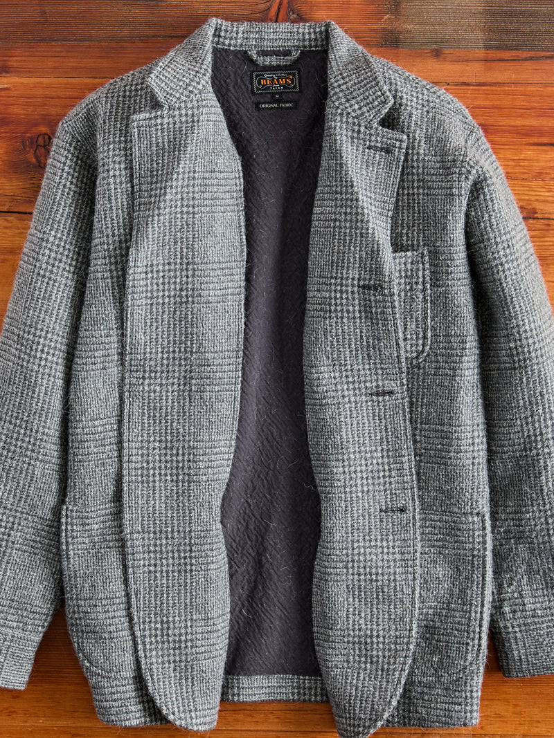 4B Cuffs Alpaca Tweed Jacket in Grey Glen Check