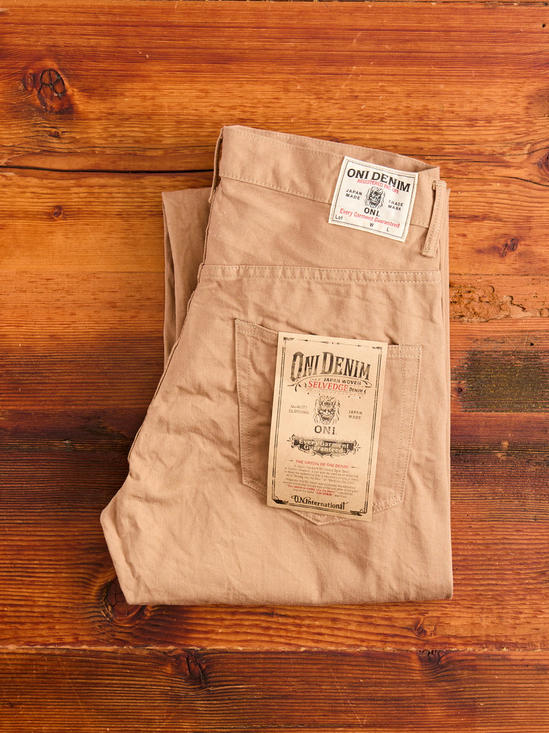 ONI-022-SCKB 10oz Selvedge Chino in Khaki Beige