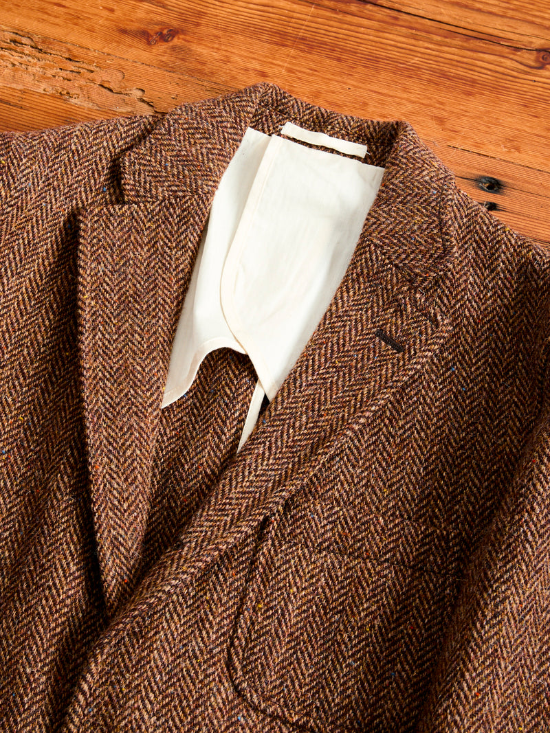 3B Comfort Harris Tweed Jacket in Lt Brown Herringbone