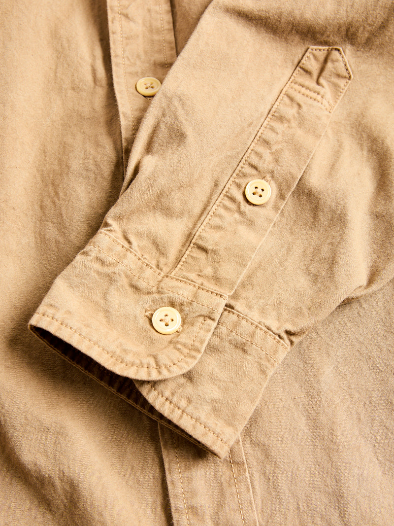 Tassa Canvas Button-Down Shirt in Coffee