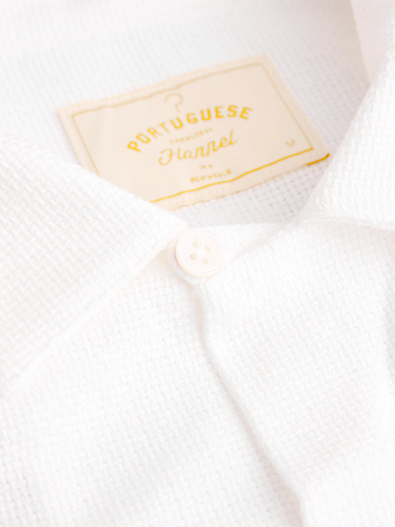 Pique Button-Up Shirt in White