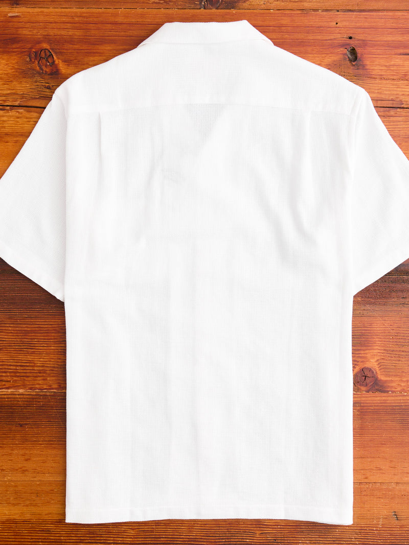 Pique Button-Up Shirt in White