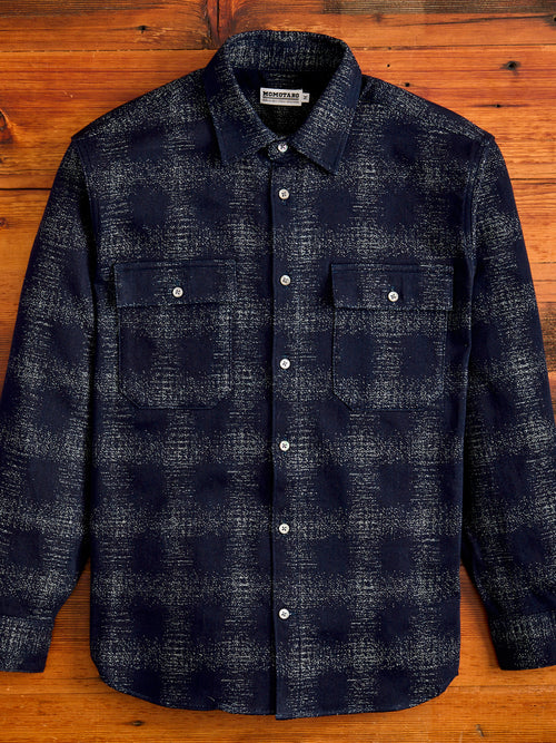 Plaid Jacquard Button-Down Shirt in Indigo