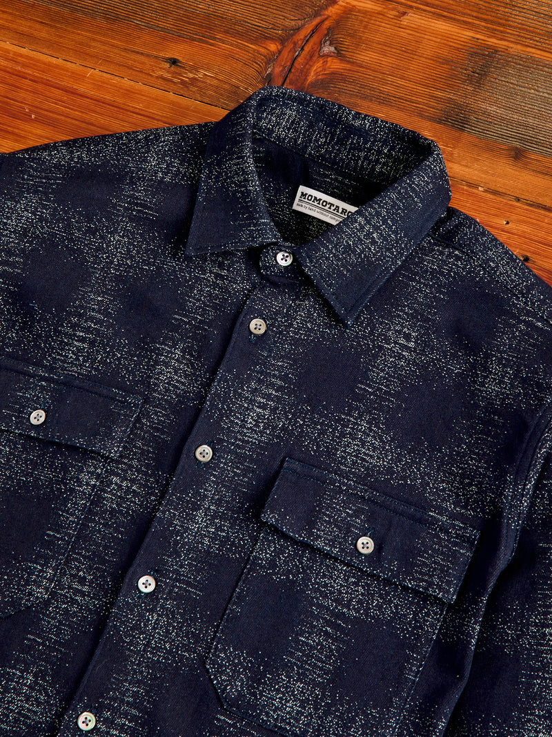 Plaid Jacquard Button-Down Shirt in Indigo