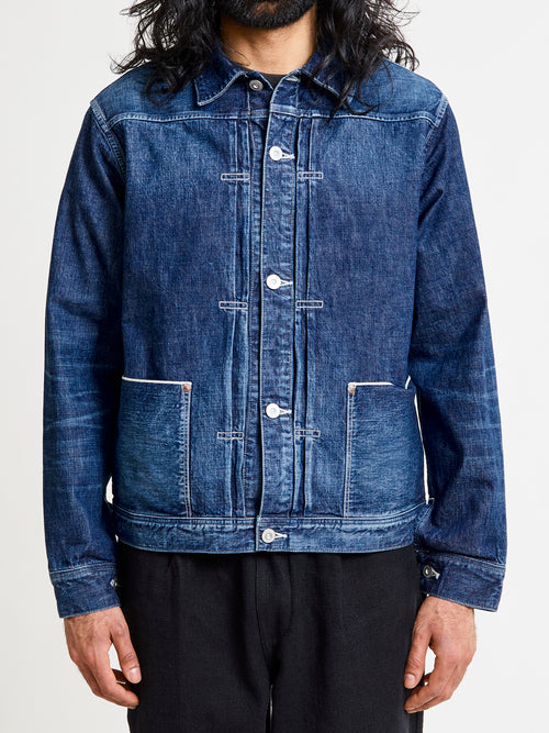 10.5oz Selvedge Denim Miner's Jacket in Washed Indigo