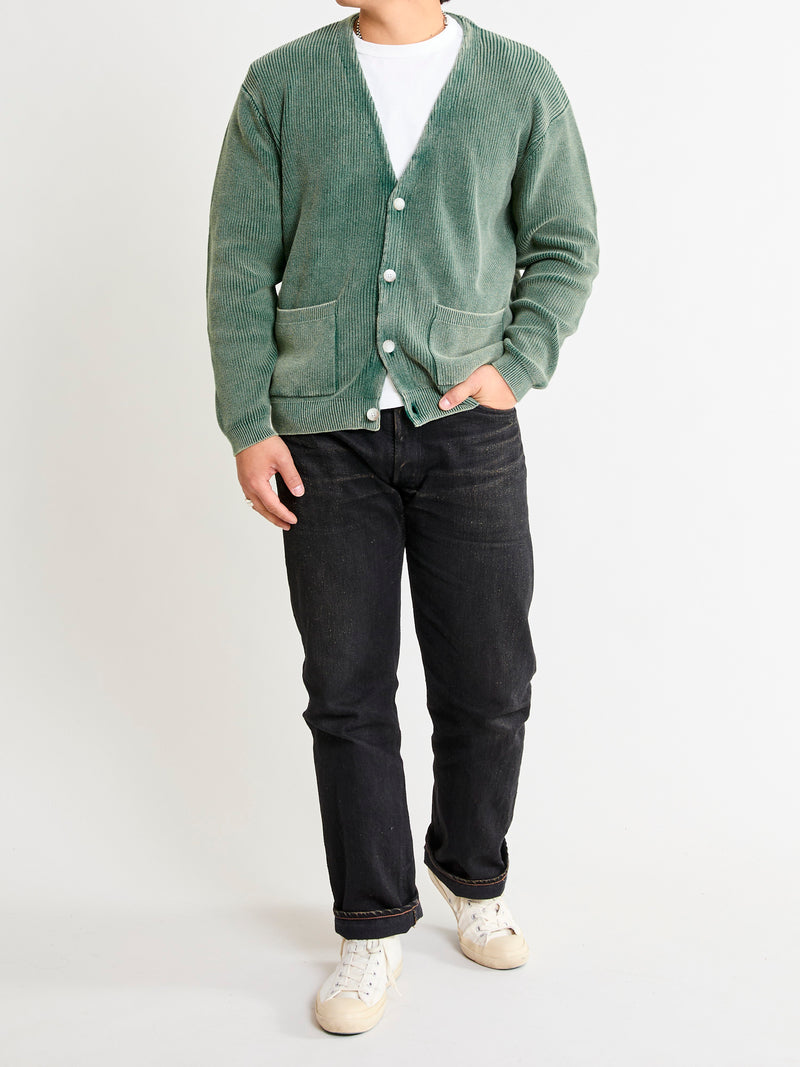 Pigment Dye Summer Cardigan in Faded Green