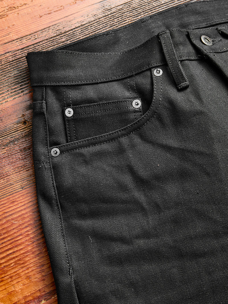 RS-220x 14.5oz Solid Black Selvedge Denim - Relaxed Straight Fit