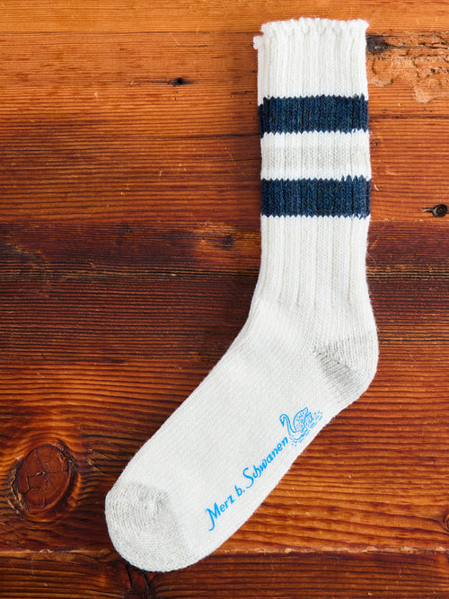 Recycled Wool Socks in Nature/Denim Blue