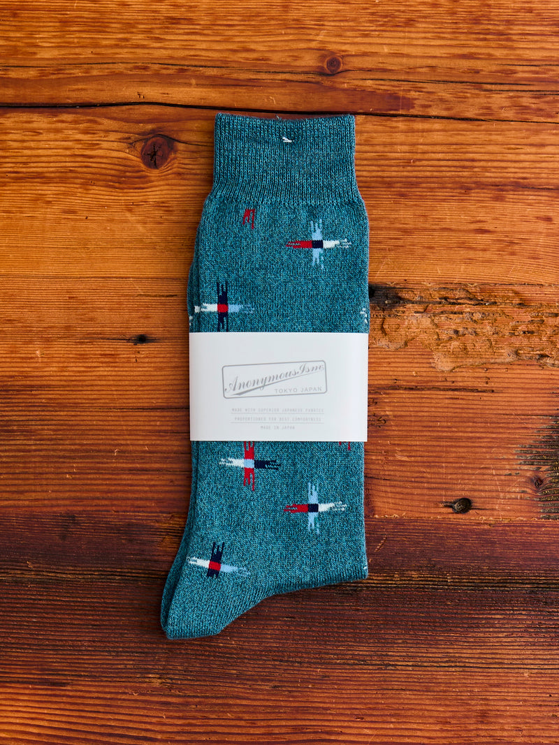 Sun Cross Crew Sock in Ink Blue