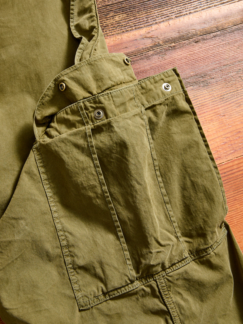 Cotton Nylon Darted Cargo Pants in Olive