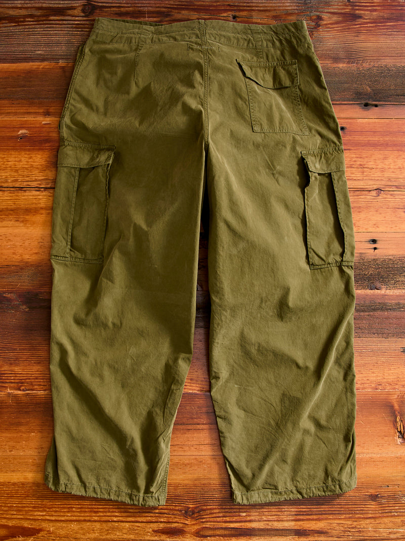 Cotton Nylon Darted Cargo Pants in Olive