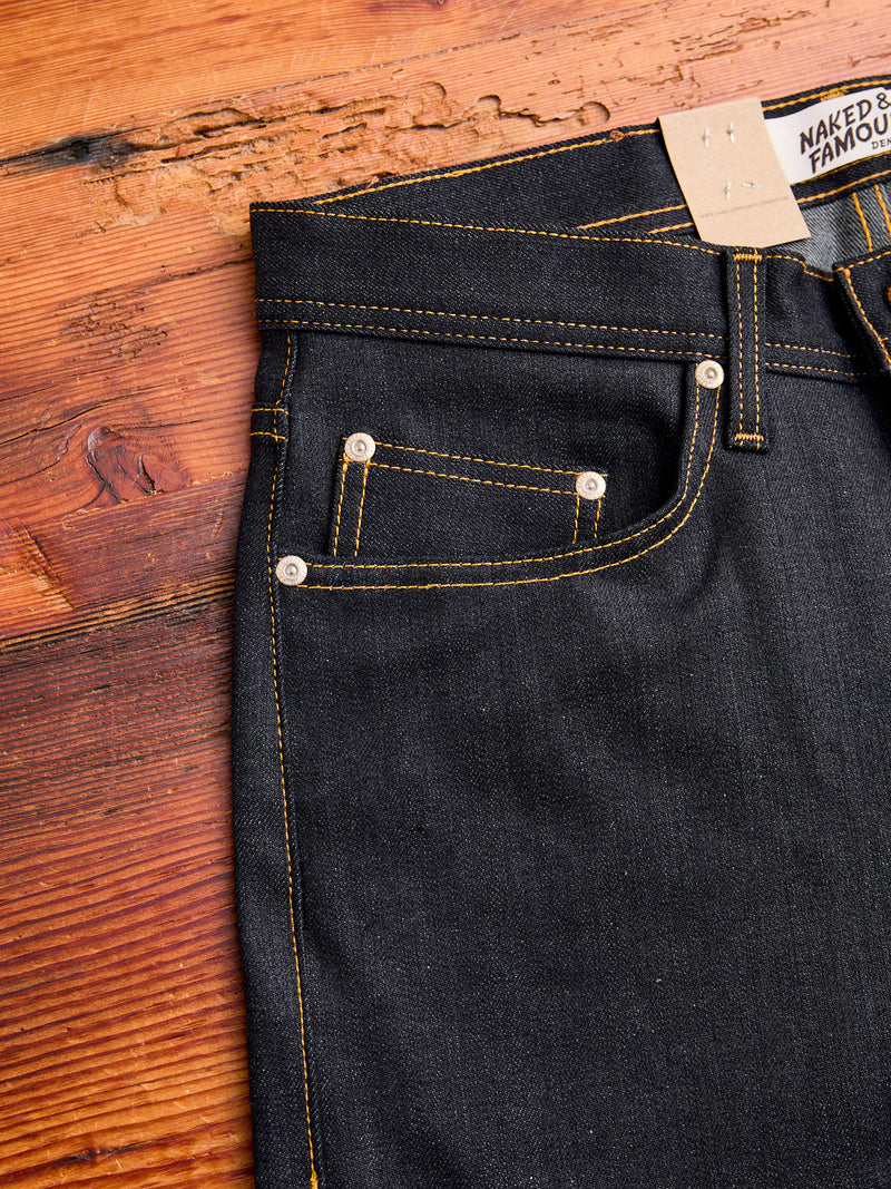 "Deep Indigo Stretch" 11.5oz Selvedge Denim - Weird Guy Fit