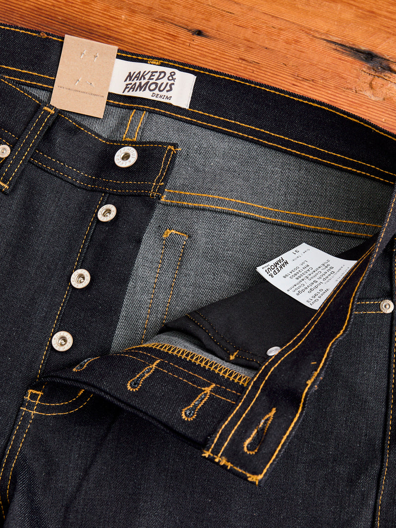 "Deep Indigo Stretch" 11.5oz Selvedge Denim - Weird Guy Fit