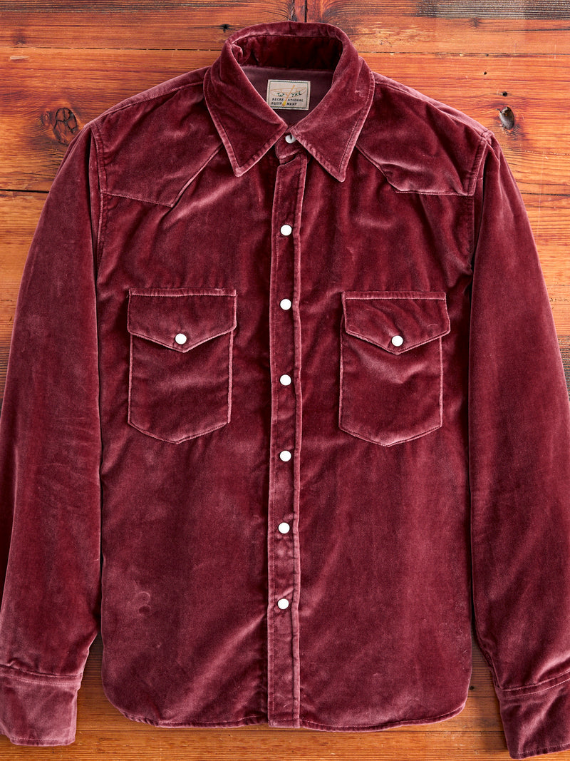 Velvet Western Pearl Snap Shirt in Plum